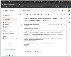 el socio recibirá un correo para acceder a la web corporativa